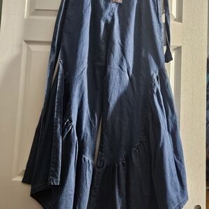 Reborn Navy Flare Wide-Leg Jeans